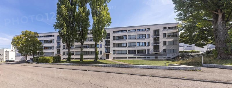 Weissenhof Estate on the Killesberg in Stuttgart. The Werkbund Estate was built in 1927 by the Deutscher Werkbund under the direction of Ludwig Mies van der Rohe by leading representatives of Neues Bauen, partly using experimental materials. Stuttgart, Baden-Württemberg, Germany