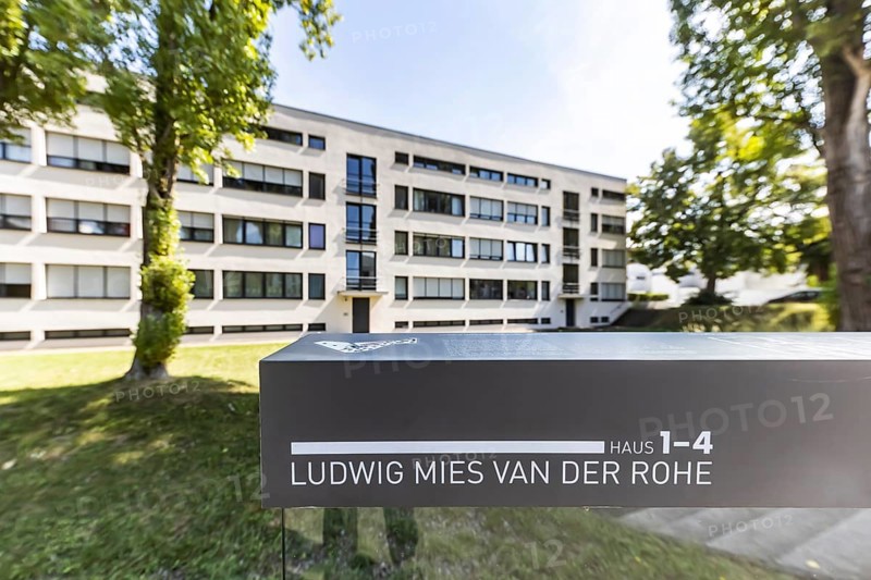 Weissenhof Estate on the Killesberg in Stuttgart. The Werkbund Estate was built in 1927 by the Deutscher Werkbund under the direction of Ludwig Mies van der Rohe by leading representatives of Neues Bauen, partly using experimental materials. Stuttgart, Baden-Württemberg, Germany