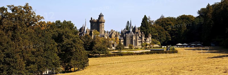 Bergpark Wilhelmshöhe with the artificial ruins of Loewenburg, UNESCO World Heritage Site, Kassel, Hesse, Germany