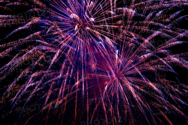 Beautiful Fireworks Display at Night in Ponte Tresa, Lombardy, Italy
