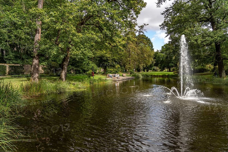 Pond in the palace garden of the city palace in Fulda, Hesse, Germany
