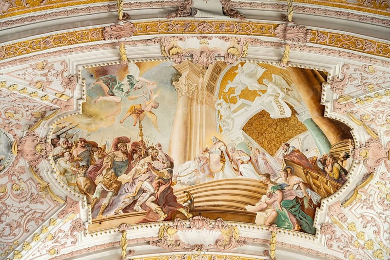 Ceiling painting in the monastery church of St Mary's Assumption in Fürstenfeldbruck, Bavaria, Germany