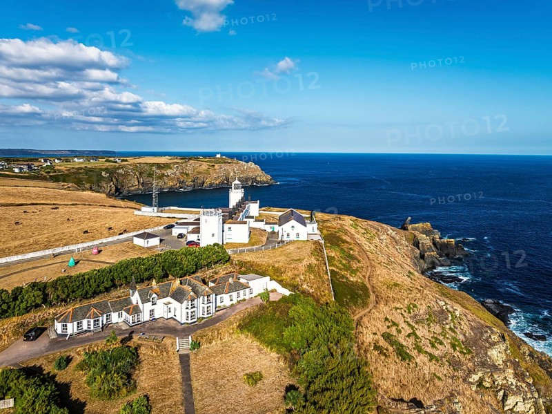 Lizard Lighthouse from a drone, Lizard Point, Cornwall, England, United Kingdom