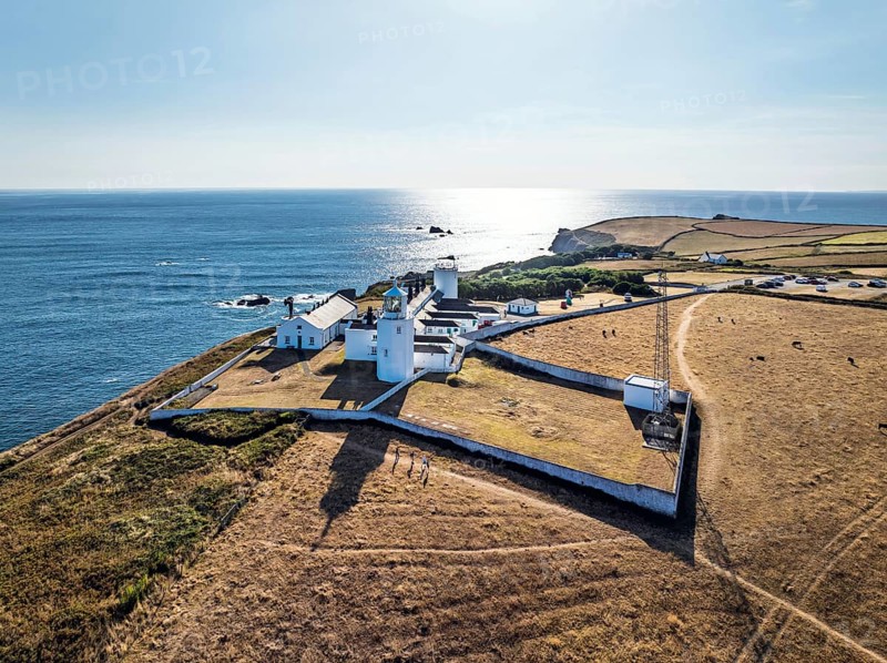 Lizard Lighthouse from a drone, Lizard Point, Cornwall, England, United Kingdom