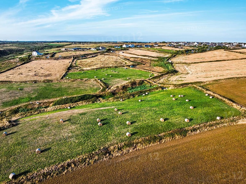Cornwall fields and farms from a drone, Lizard Peninsula, South West Coast Path, Lizard, Cornwall, England, United Kingdom