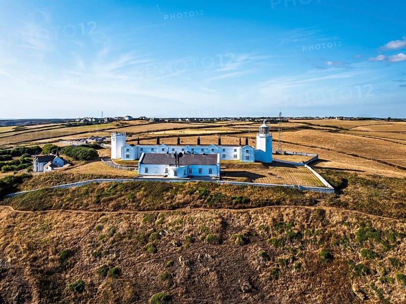 Lizard Lighthouse from a drone, Lizard Point, Cornwall, England, United Kingdom