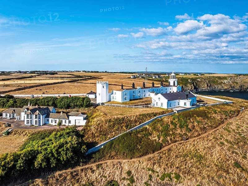 Lizard Lighthouse from a drone, Lizard Point, Cornwall, England, United Kingdom