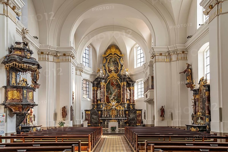 Interior of St John's Catholic Church in Donaueschingen, Baden-Württemberg, Germany
