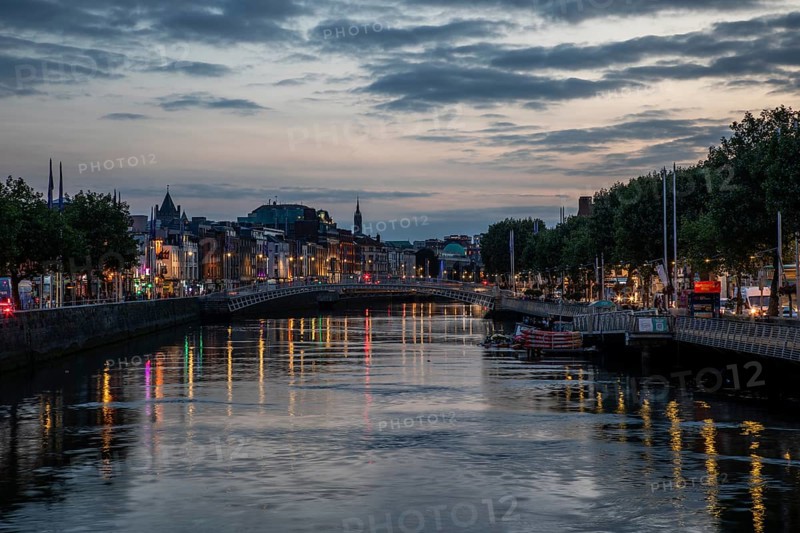 Evening atmosphere on the River Liffey, Dublin, Ireland