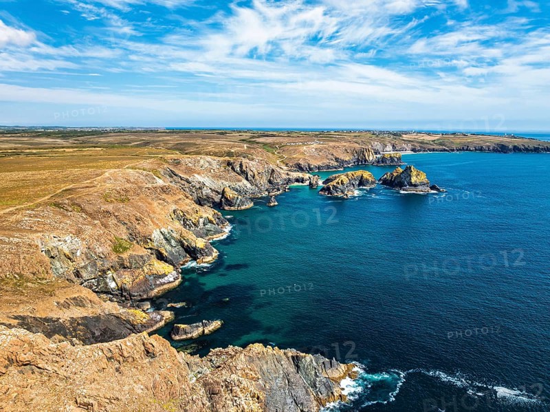 Kynance Cove from a drone, Mount's Bay, Lizard Point, Cornwall, England, United Kingdom