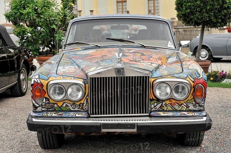 Rolls-Royce Bouchet Silver Wraith II, built in 1977, classic Rolls-Royce with eye-catching, colourful body design in an exhibition area, Retro Classics meets Baroque, Ludwigsburg, Baden-Württemberg, Germany