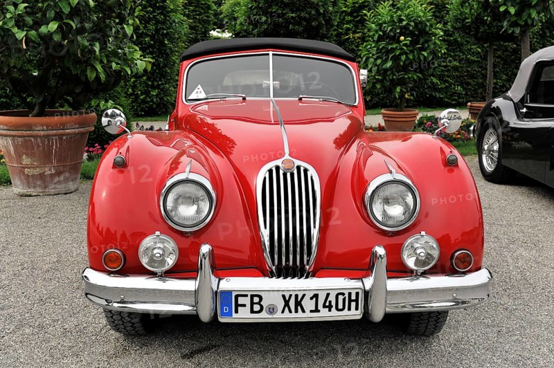 Jaguar Coupe, Classic car, Red Jaguar classic car with classic lines and a stylish look, Retro Classics meets Baroque, Ludwigsburg, Baden-Württemberg, Germany