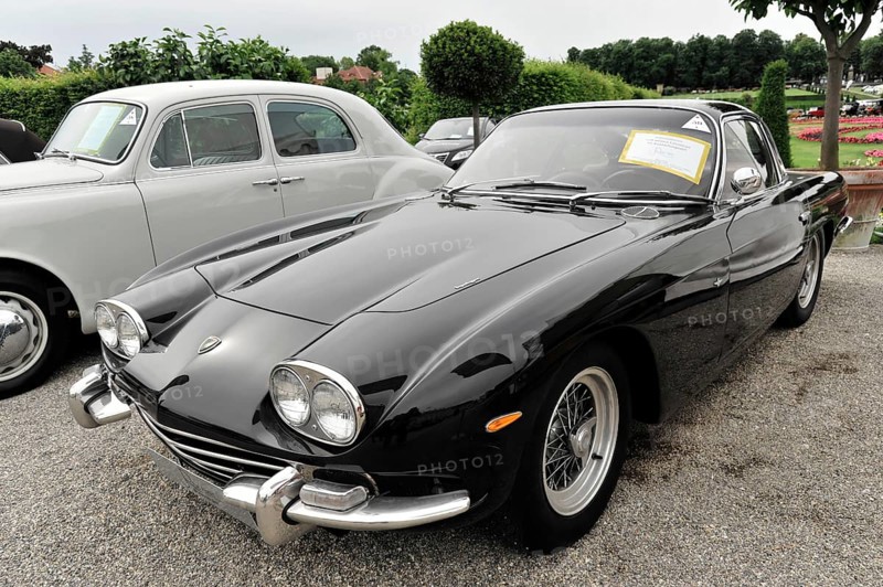 Lamborghini 400 GT, Classic car, Elegant black sports car stands next to another white classic car, Retro Classics meets Baroque, Ludwigsburg, Baden-Württemberg, Germany