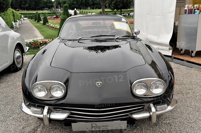 Lamborghini 400 GT, classic car, black sports car exhibited in an elegant setting, classic design, Retro Classics meets Baroque, Ludwigsburg, Baden-Württemberg, Germany