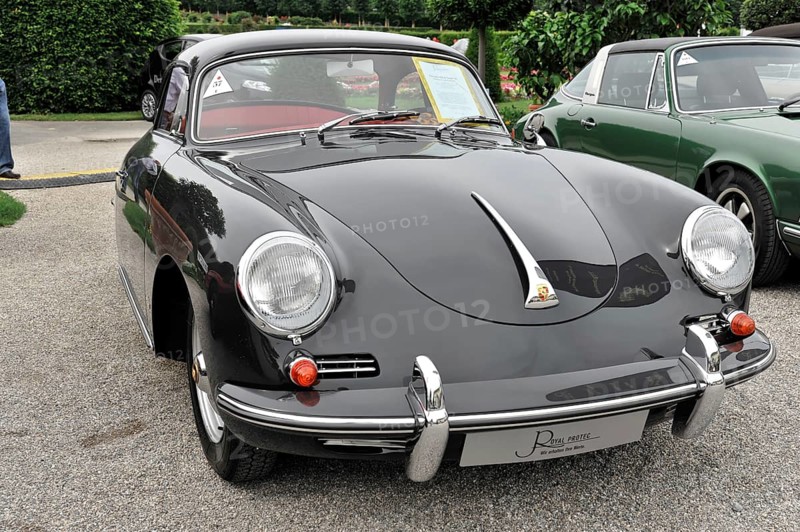 Porsche 356 B Super 90, Classic car, Black classic sports car model with elegant shapes at a car exhibition, Retro Classics meets Baroque, Ludwigsburg, Baden-Württemberg, Germany