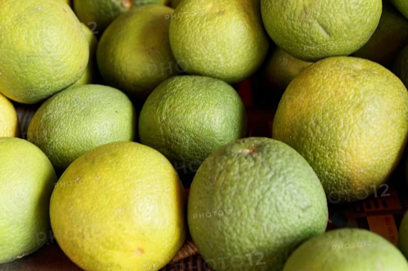 Kota, Rajasthan, North India, Asia, Green-yellow oranges in various stages of ripeness, lying close together, natural texture, India