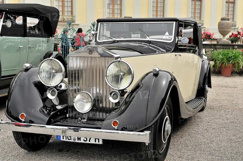 Black and cream-coloured classic car with striking front grille and round headlights, Retro Classics meets Baroque, Ludwigsburg, Baden-Württemberg, Germany