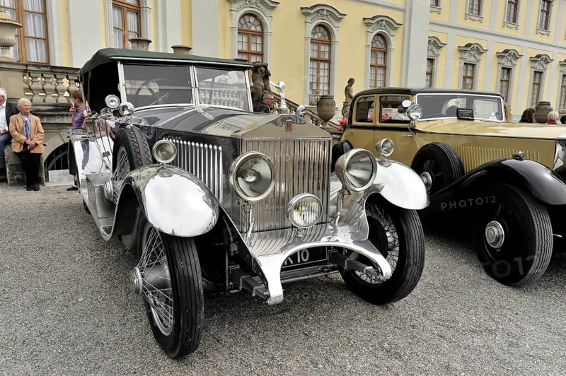 Rolls-Royce Silver Ghost, USA, from model year 1921, Elegant silver-green classic car with open top and classic design, Retro Classics meets Baroque, Ludwigsburg, Baden-Württemberg, Germany