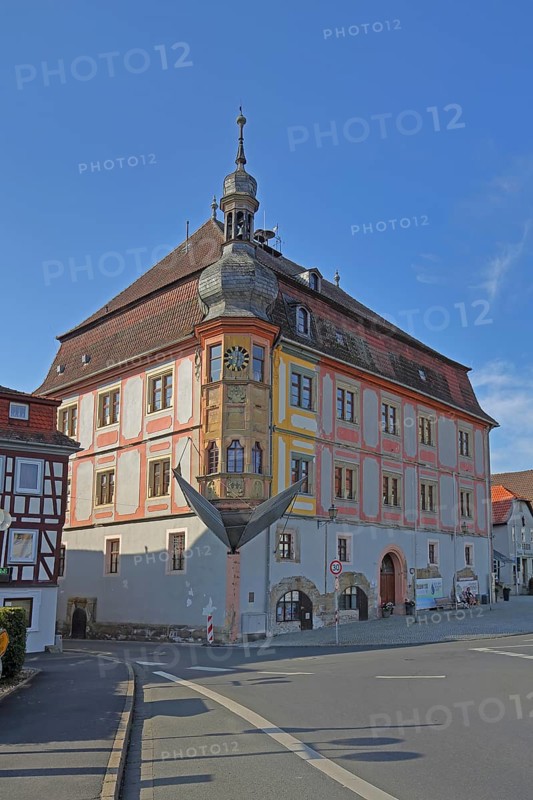Town hall, market square, Bad Königshofen, Rhön, Lower Franconia, Franconia, Bavaria, Germany