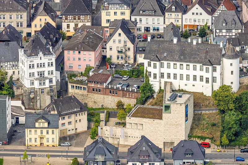 Aerial view, Sauerland Museum with tower, old town, Arnsberg, Ruhr area, North Rhine-Westphalia, Germany, DE, Europe, aerial view, aerial photography, aerial photography, overview, bird's-eye view, overview