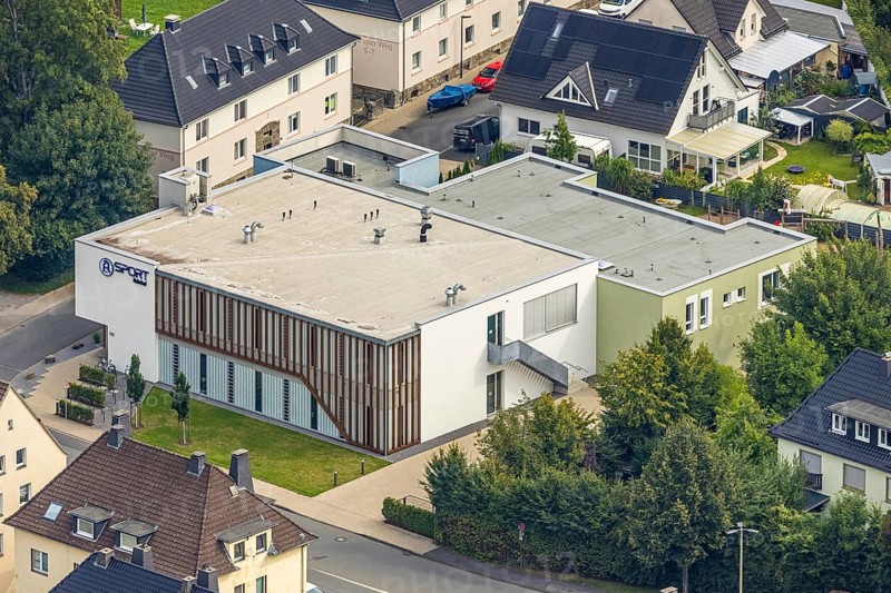 Aerial view, TV Arnsberg SPORTbahnhof Sporthalle, Clemens-August-Straße, Arnsberg, Ruhr area, North Rhine-Westphalia, Germany, DE, Europe, aerial view, aerial photography, aerial photography, sports, sports facilities, sports venue, overview, bird's-eye view, overview