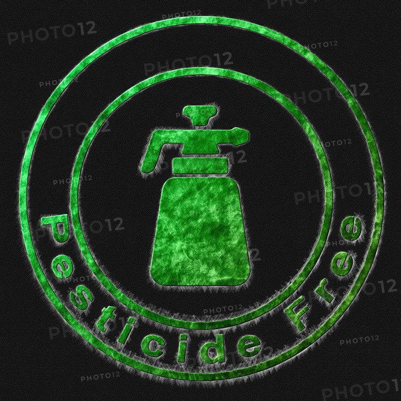 Pesticide Free Green Symbol Drawn on Black Background