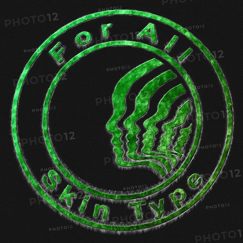 For All Skin Type Green Symbol Drawn on Black Background
