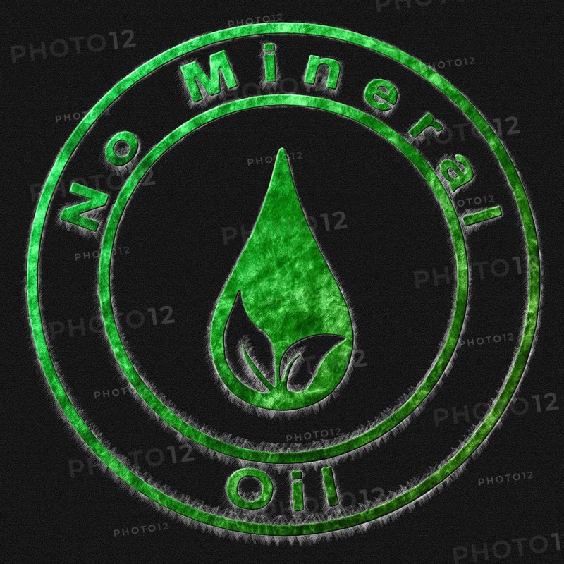 NO Mineral Oil Green Symbol Drawn on Black Background