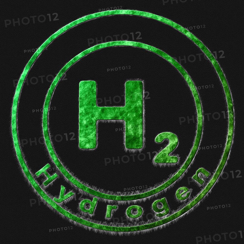 Hydrogen H2 Green Symbol Drawn on Black Background