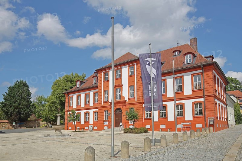 Baroque hunting lodge built in 1750, flag, Bad Rodach, Upper Franconia, Franconia, Bavaria, Germany