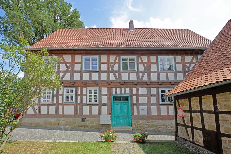 Historic old school built in 1672, half-timbered house, Bad Rodach, Upper Franconia, Franconia, Bavaria, Germany