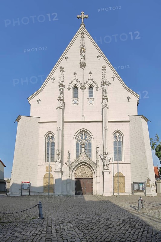 Late Gothic knight's chapel, Marienkapelle, portal, Haßfurt, Lower Franconia, Franconia, Bavaria, Germany
