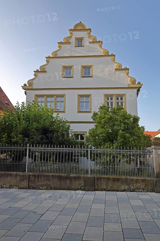 Catholic rectory with stepped gable and tail gable, Haßfurt, Lower Franconia, Franconia, Bavaria, Germany