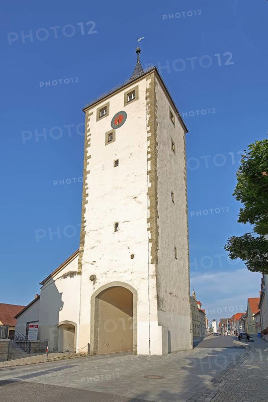 Lower tower built in 1234, historic town tower, town gate, Haßfurt, Lower Franconia, Franconia, Bavaria, Germany