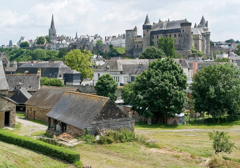 City view of Vitre in Brittany, France