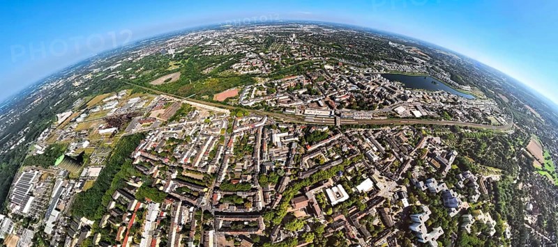 Aerial view, residential area, view of the district of Hörde with Phoenix Lake, commercial area technology park and service location Phoenix West, Dortmund-Hörde railway station, globe, fisheye image, fisheye image, 360 degree image, tiny world, little planet, fisheye image, Hörde, Dortmund, Ruhr area, North Rhine-Westphalia, Germany, excursion destination, DE, Europe, fisheye lens, fisheye lens, commercial settlement, commercial enterprises, commercial area, commercial area, commercial property, commercial park, commercial location, commercial use, industrial area, industrial location, Little Planet, aerial view, aerial photography, aerial photography, local recreation area, Phoenix Lake, Phoenix Lake, lake, district Hörde, super wide-angle lens, Tiny World, overview, bird's eye view, living with lake view, residential area, birds-eyes view, former steelworks area Phoenix-East, fisheye lens, insta360 camera, overview