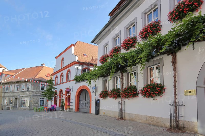 Former pharmacy, historic building, Hauptstraße, Volkach, Lower Franconia, Franconia, Bavaria, Germany