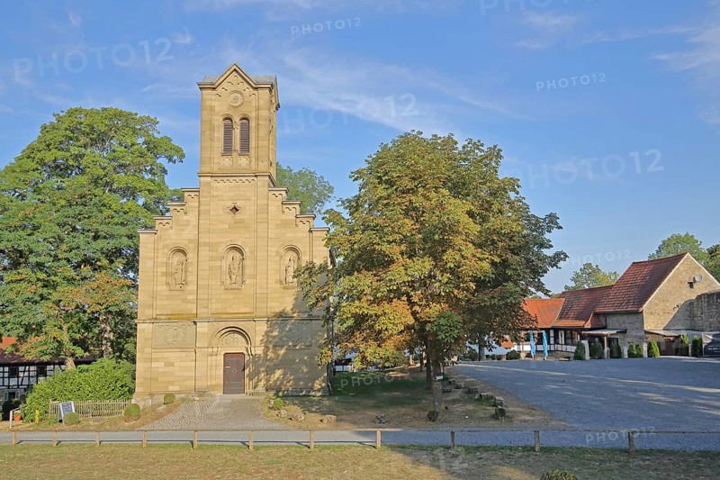 Neo-Romanesque St Boniface built 11th century, castle chapel, inner courtyard, Salzburg Castle, Bad Neustadt an der Saale, Rhön, Lower Franconia, Franconia, Bavaria, Germany