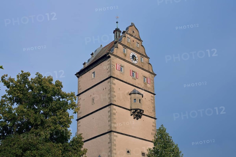 Historic Hohntor gate built in 1580, landmark, town gate, gate tower, Bad Neustadt an der Saale, Rhön, Lower Franconia, Franconia, Bavaria, Germany