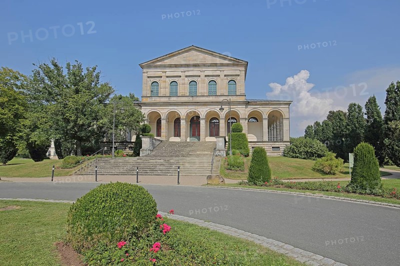 Classicist Kursaal building with open staircase, state spa, Bad Brückenau, Rhön, Bavaria, Germany