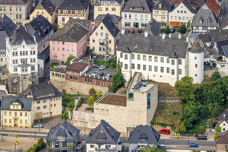Aerial view, Sauerland Museum with tower, old town, Arnsberg, Ruhr area, North Rhine-Westphalia, Germany, DE, Europe, aerial view, aerial photography, aerial photography, overview, bird's-eye view, overview