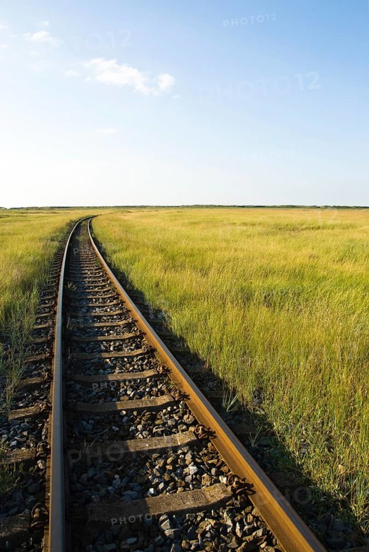 Railway tracks of the Wangerooger Insel-Schmalspurbahn, East Frisian Island of Wangerooge, Wangerooge, Lower Saxony, Germany