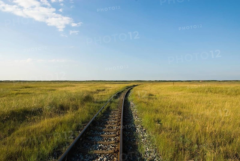 Railway tracks of the Wangerooger Insel-Schmalspurbahn, East Frisian Island of Wangerooge, Wangerooge, Lower Saxony, Germany