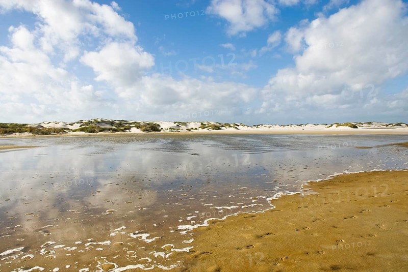 Water reservoir between the dunes of the North Frisian island of Amrum, Amrum, Norddorf, North Frisia, Germany