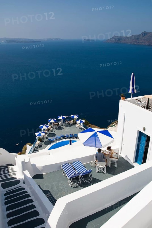 Beautiful mountain village of Oia in the north of the Cyclades island of Santorini, Cyclades, Oia, Santorini, Greece