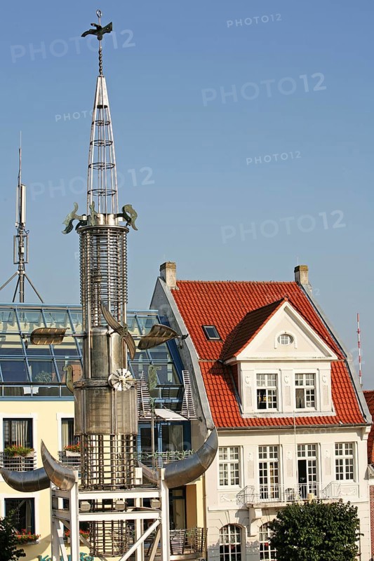 Townscape, Sous-Turm, market square, Aurich, East Frisia, Germany