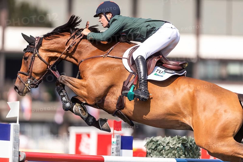 Tom Wachman of Ireland, riding Tabasco De Toxandria Z, competes in the first round of the 2025 BMO Nations Cup during the Spruce Meadows Masters on September 6, 2025 in Calgary, Alberta, Canada, North America