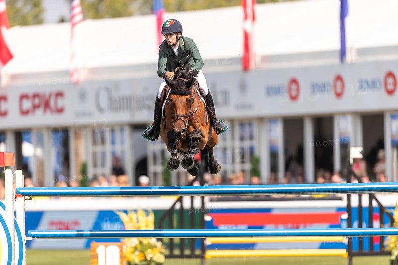 Tom Wachman of Ireland, riding Tabasco De Toxandria Z, competes in the first round of the 2025 BMO Nations Cup during the Spruce Meadows Masters on September 6, 2025 in Calgary, Alberta, Canada, North America