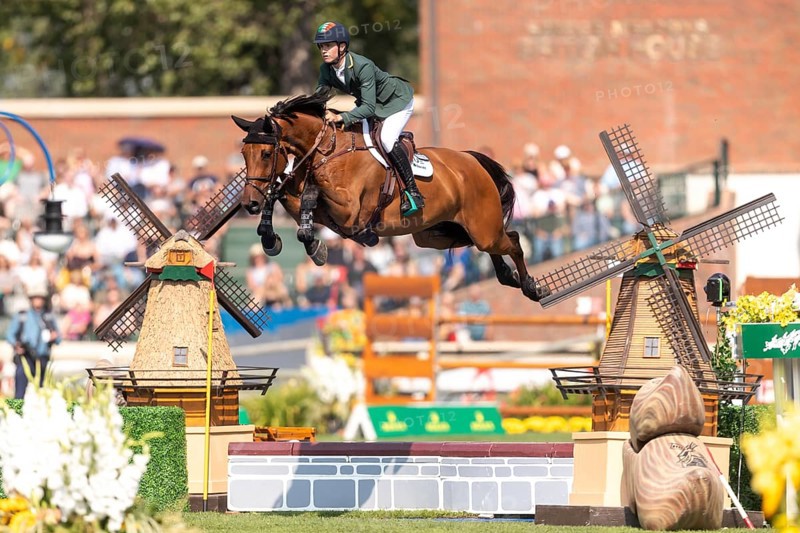 Tom Wachman of Ireland, riding Tabasco De Toxandria Z, competes in the first round of the 2025 BMO Nations Cup during the Spruce Meadows Masters on September 6, 2025 in Calgary, Alberta, Canada, North America