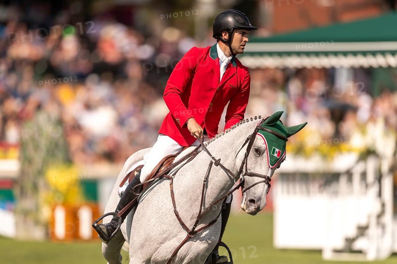 Eugenio Garza Perez of Mexico, riding Contago, competes in the first round of the 2025 BMO Nations Cup during the Spruce Meadows Masters on September 6, 2025 in Calgary, Alberta, Canada, North America
